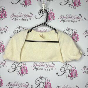 Rheumagic angora wool blend mini Cream Bolero Shrug vintage rabbit hair fur